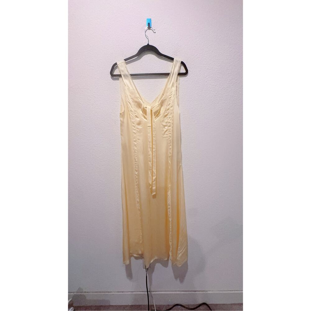 Ciao Lucia Serena Butter Yellow Satin Maxi Dress with Ribbon Tie - Picture 4 of 9